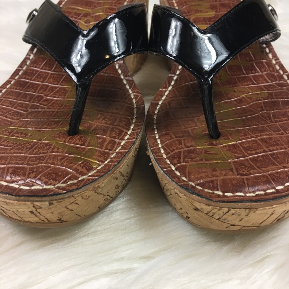 Sam Edelman Romy cork wedge thong sandals size 9 - Picture 2 of 8